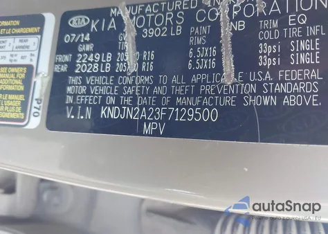 2015 Kia Soul z USA, uszkodzony, nr VIN KNDJN2A23F7129500